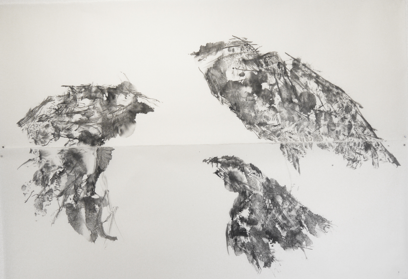 Bird Mountains in Consultation　鳥山の会談 49 cms x 140 cms 2015